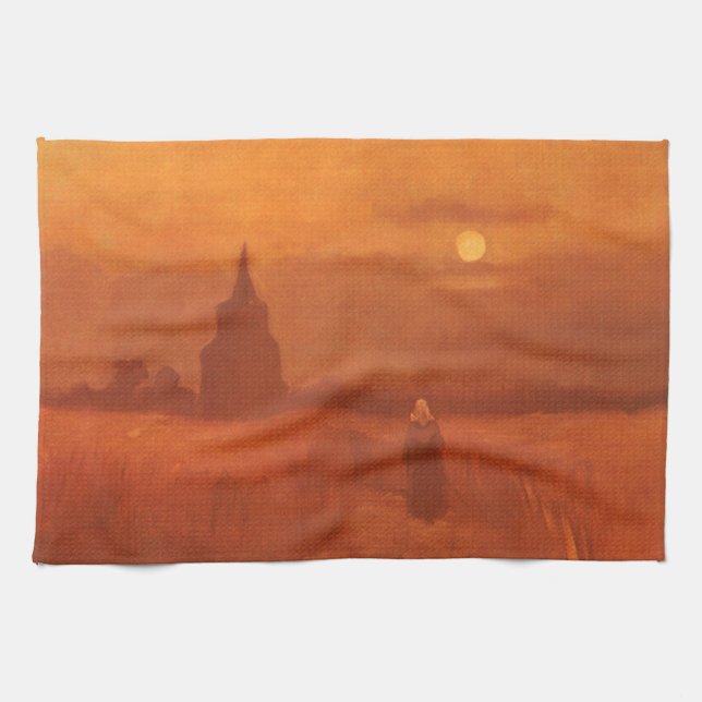 Vincent van Gogh - Der alte Turm im Feld Geschirrtuch (Horizontal)