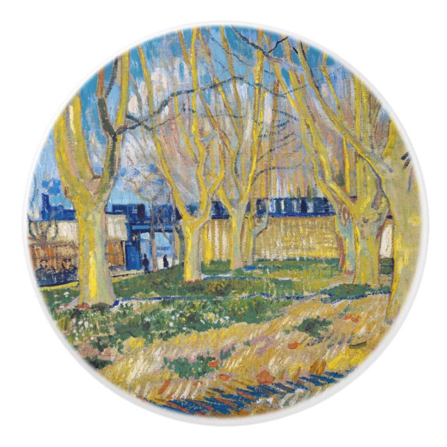 Vincent van Gogh - Der blaue Zug Keramikknauf (Vorderseite)