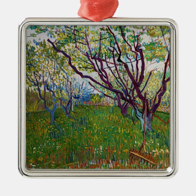 Vincent van Gogh - Der blühende Obstgarten Ornament Aus Metall (Vorne)
