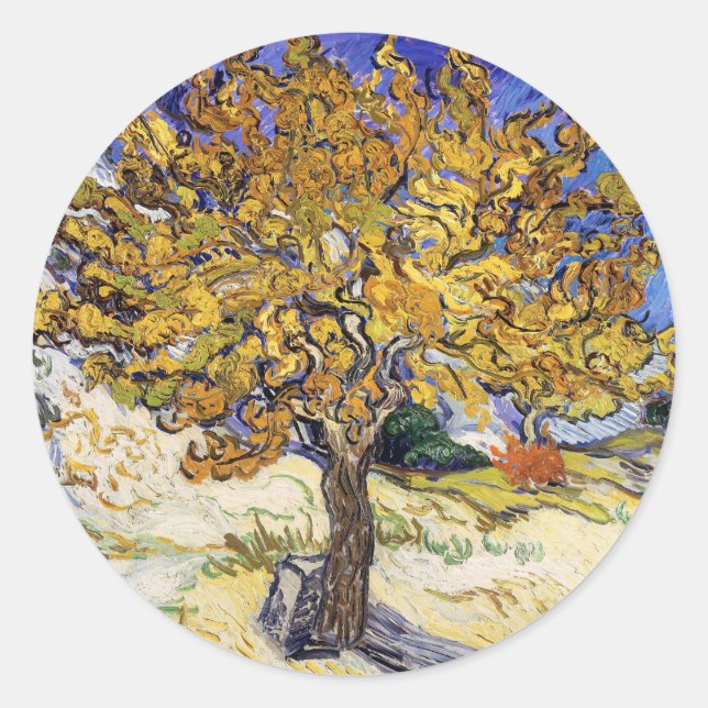 Vincent van Gogh - Der Mulberry-Baum Runder Aufkleber (Vorderseite)