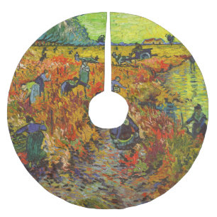 Vincent van Gogh - Der rote Weinberg Polyester Weihnachtsbaumdecke