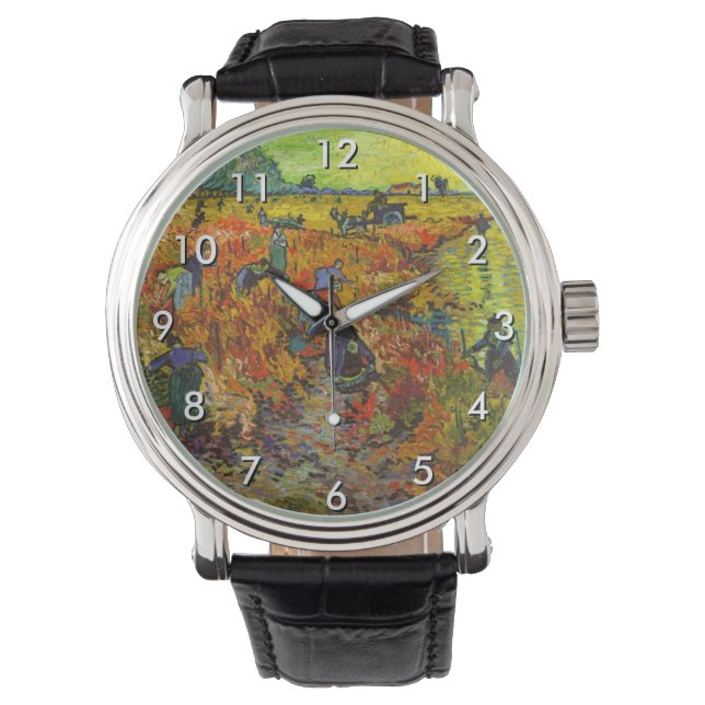 Vincent van Gogh - Der rote Weingarten Armbanduhr (Vorderseite)