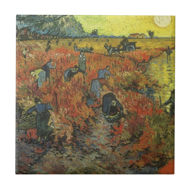 Vincent van Gogh - Der rote Weingarten Fliese (Vorderseite)