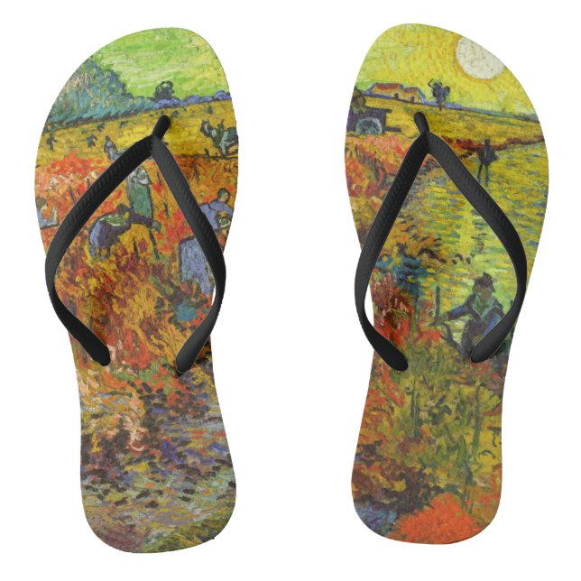Vincent van Gogh - Der rote Weingarten Flip Flops (Fußbett)