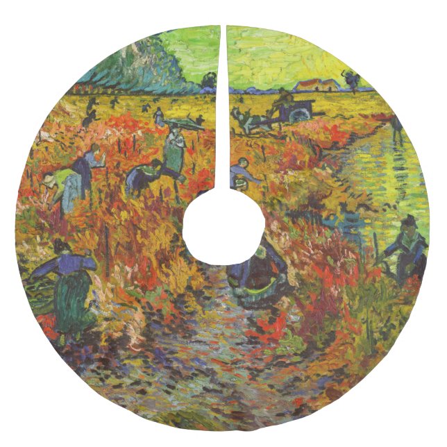 Vincent van Gogh - Der rote Weingarten Polyester Weihnachtsbaumdecke (Vorderseite)