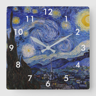Vincent Van Gogh - Der Sternen Nacht Quadratische Wanduhr