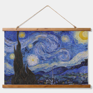 Vincent Van Gogh - Der Sternen Nacht Wandteppich Mit Holzrahmen