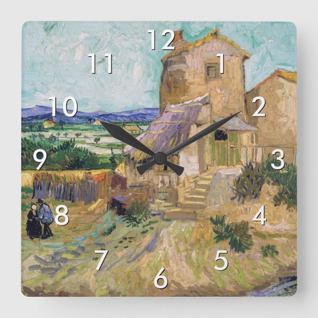 Vincent van Gogh - Die alte Mühle Quadratische Wanduhr (Vorderseite)