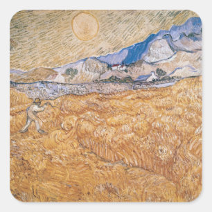 Vincent van Gogh   die Erntemaschine Quadratischer Aufkleber