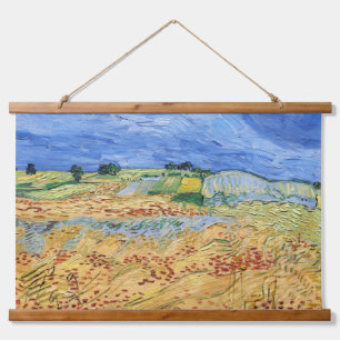 Vincent van Gogh - Die Felder / Ebene bei Auvers Wandteppich Mit Holzrahmen
