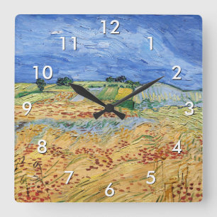 Vincent van Gogh - Die Felder / Weizenfelder Quadratische Wanduhr