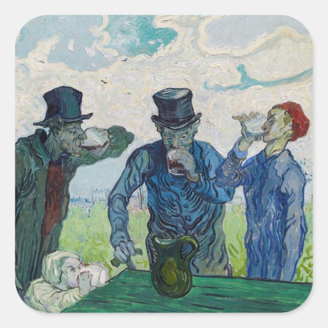 Vincent van Gogh - Die Getränke nach Daumier Quadratischer Aufkleber (Vorderseite)