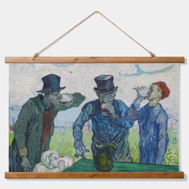 Vincent van Gogh - Die Getränke nach Daumier Wandteppich Mit Holzrahmen (Vorne)
