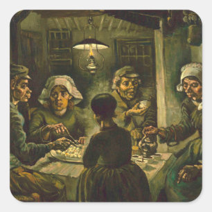 Vincent Van Gogh - Die Kartoffelessen April Mai Quadratischer Aufkleber