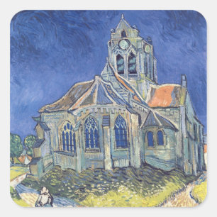 Vincent van Gogh   die Kirche am Auvers-sur-Oise Quadratischer Aufkleber