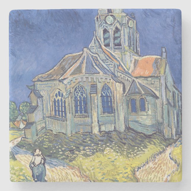 Vincent van Gogh | die Kirche am Auvers-sur-Oise Steinuntersetzer (Vorderseite)