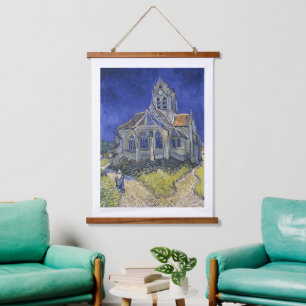 Vincent Van Gogh, Die Kirche in Auvers Wandteppich Mit Holzrahmen