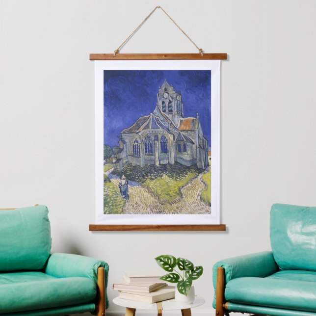 Vincent Van Gogh, Die Kirche in Auvers Wandteppich Mit Holzrahmen (Wohnzimmer)