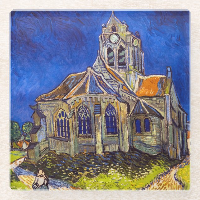 Vincent van Gogh - Die Kirche von Auver Glasuntersetzer (Vorderseite)