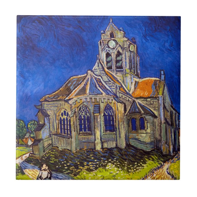 Vincent van Gogh - Die Kirche von Auvers Fliese (Vorderseite)