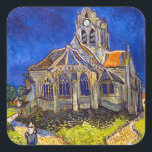 Vincent van Gogh - Die Kirche von Auvers Quadratischer Aufkleber<br><div class="desc">Die Kirche in Auvers / l'Eglise à Auvers-sur-oise von Vincent Van Gogh im Jahre 1890</div>