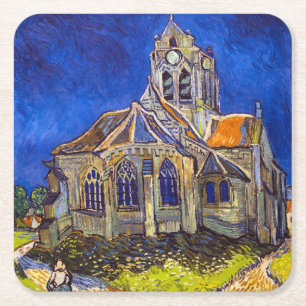Vincent van Gogh - Die Kirche von Auvers Rechteckiger Pappuntersetzer