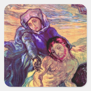 Vincent Van Gogh - Die Pietà - Jesus und Jungfrau Quadratischer Aufkleber