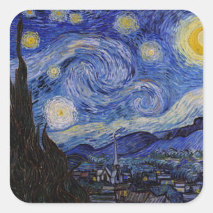 Vincent Van Gogh - Die Sternennacht Quadratischer Aufkleber