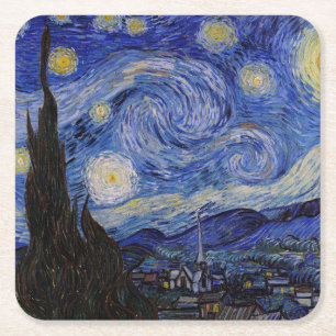 Vincent Van Gogh - Die Sternennacht Rechteckiger Pappuntersetzer
