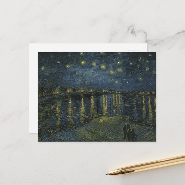Vincent Van Gogh, die Sternennacht über der Rhone Postkarte (Vorderseite/Rückseite Beispiel)
