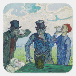 Vincent van Gogh - Die Trinker, nach Daumier Quadratischer Aufkleber