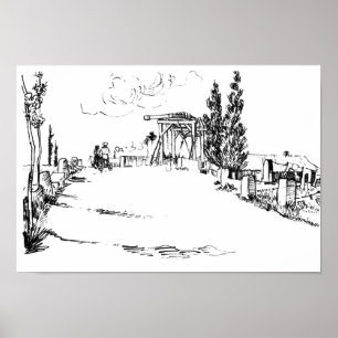 Vincent van Gogh Drawbridge an Arles Zeichnen Poster