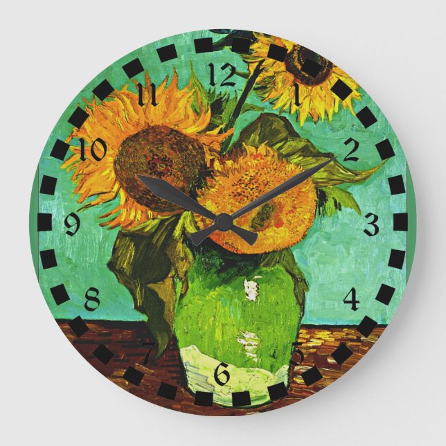 Vincent van Gogh - Drei Sonnenblumen Große Wanduhr (Vorderseite)