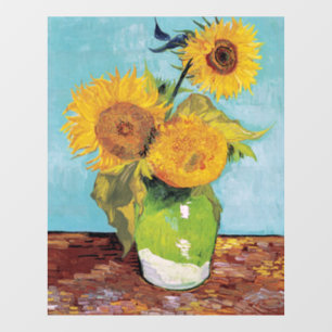 Vincent Van Gogh - Drei Sonnenblumen in einer Vase Fensteraufkleber