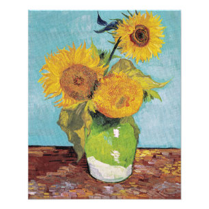 Vincent Van Gogh - Drei Sonnenblumen in einer Vase Fotodruck
