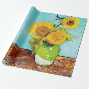 Vincent Van Gogh Drei Sonnenblumen in einer Vase Geschenkpapier