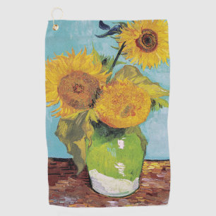 Vincent Van Gogh - Drei Sonnenblumen in einer Vase Golfhandtuch