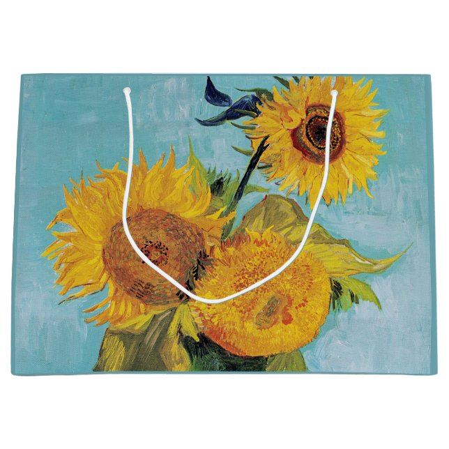 Vincent Van Gogh - Drei Sonnenblumen in einer Vase Große Geschenktüte (Vorderseite)