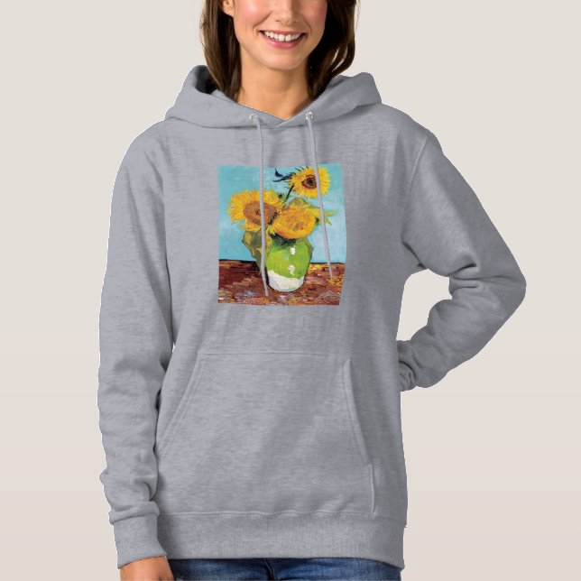 Vincent Van Gogh - Drei Sonnenblumen in einer Vase Hoodie (Vorderseite)