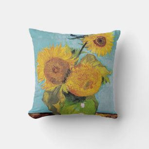 Vincent Van Gogh - Drei Sonnenblumen in einer Vase Kissen