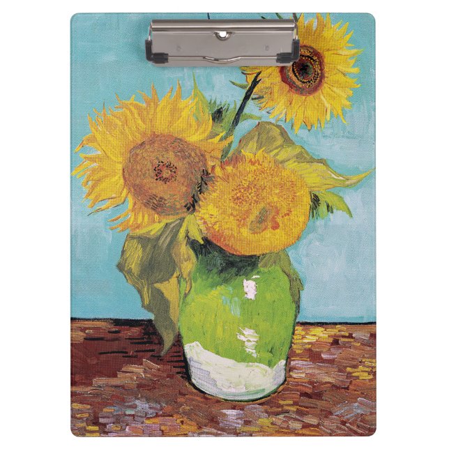 Vincent Van Gogh - Drei Sonnenblumen in einer Vase Klemmbrett (Vorderseite)