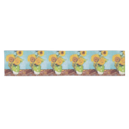 Vincent Van Gogh - Drei Sonnenblumen in einer Vase Kurzer Tischläufer