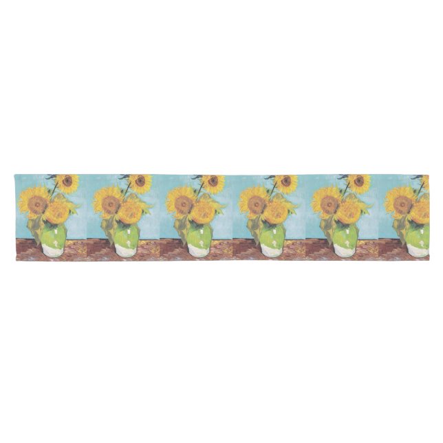 Vincent Van Gogh - Drei Sonnenblumen in einer Vase Kurzer Tischläufer (Horizontal)