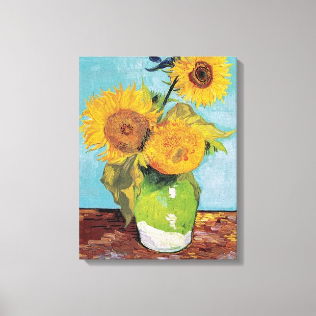 Vincent Van Gogh - Drei Sonnenblumen in einer Vase Leinwanddruck (Vorderseite)
