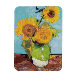 Vincent Van Gogh - Drei Sonnenblumen in einer Vase Magnet