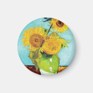 Vincent Van Gogh Drei Sonnenblumen in einer Vase Magnet