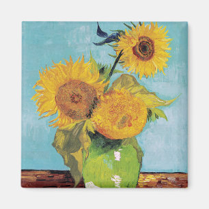 Vincent Van Gogh - Drei Sonnenblumen in einer Vase Magnet