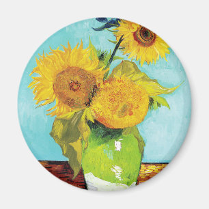 Vincent Van Gogh Drei Sonnenblumen in einer Vase Magnet