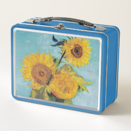 Vincent Van Gogh - Drei Sonnenblumen in einer Vase Metall Brotdose