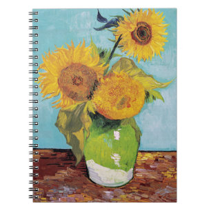 Vincent Van Gogh - Drei Sonnenblumen in einer Vase Notizblock